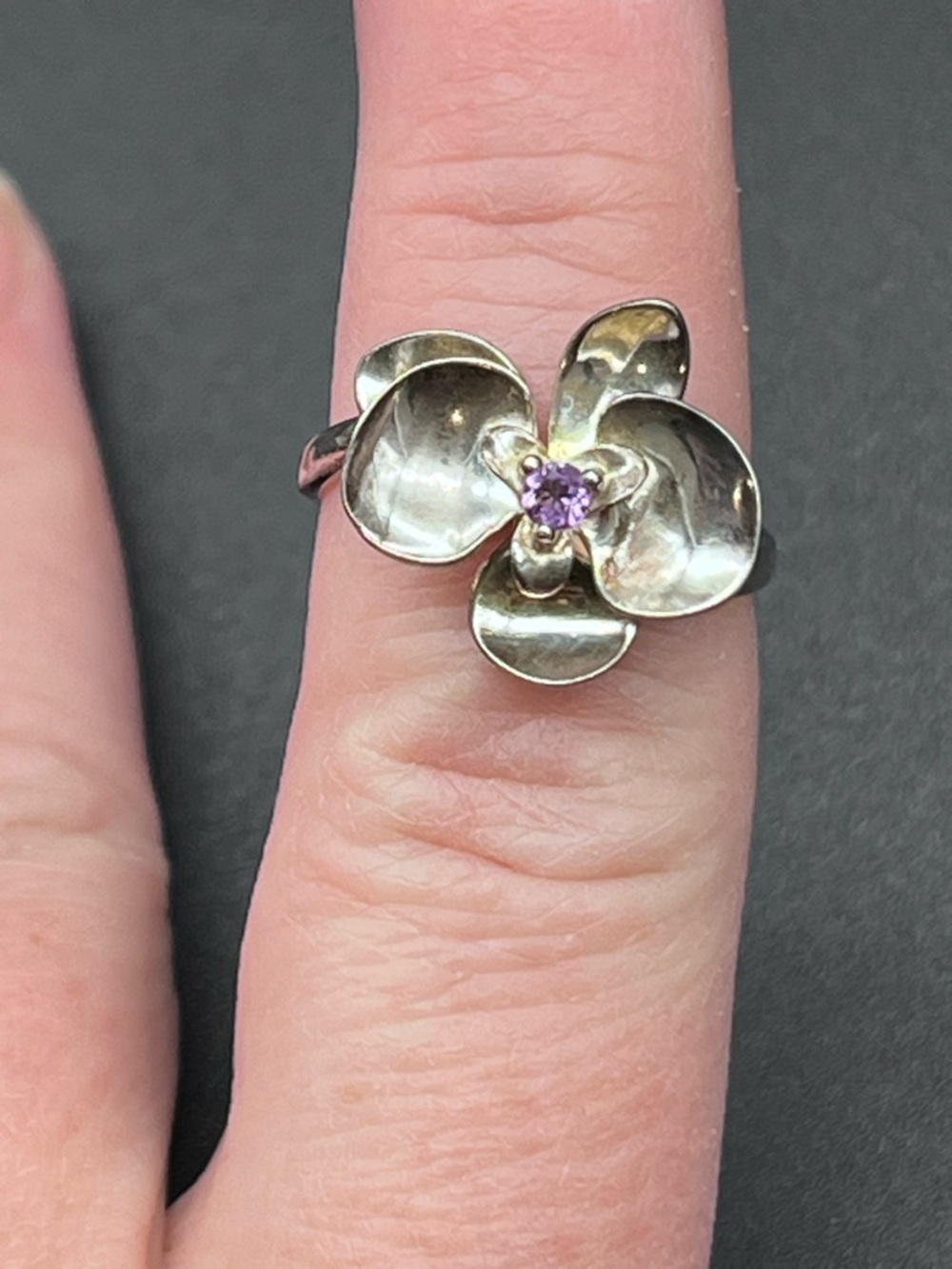 Sterling silver orchid ring